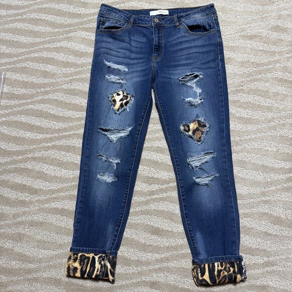 KanCan Denim - Kancan Jeans Women's Vienna Leopard Skinny Ankle Cut 31709 Size 13/30